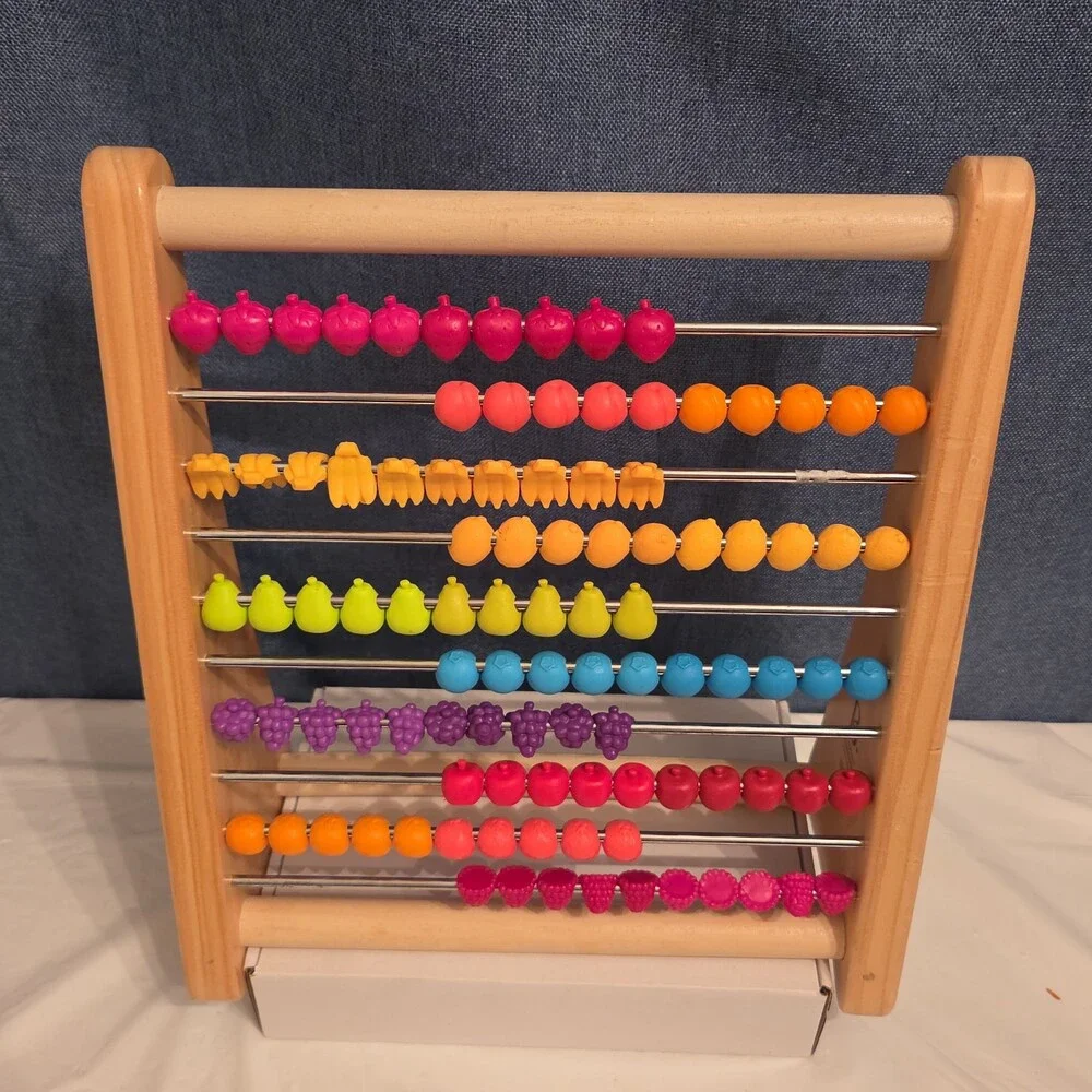 B. Toys Two-Ty Fruity Wooden Abacus Toy Textured Fruit Counting Math Board